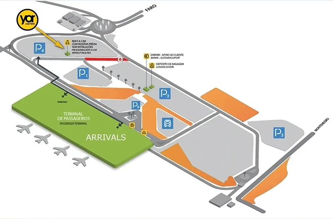 Faro Airport car hire map